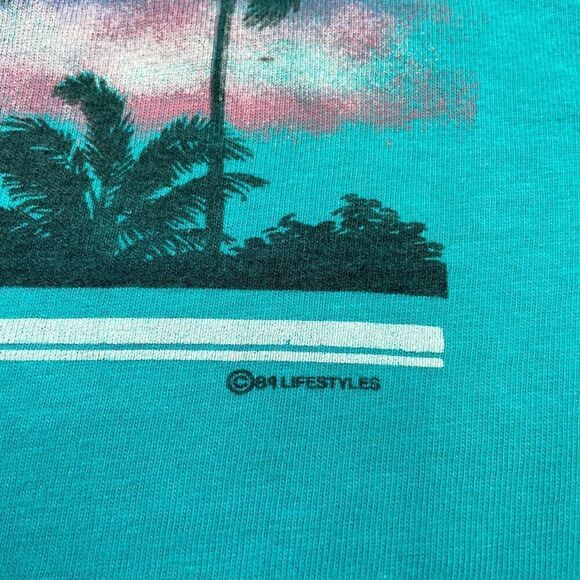 Vintage Shirt Mens Large Blue Santa Barbara California 90s Single Stitch - Picture 3 of 13